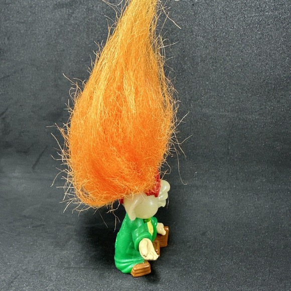 Glow in the Dark Troll I/Q Orange Hair Green Coat Burger King Troll 1993 VTG Toy - Picture 5 of 7